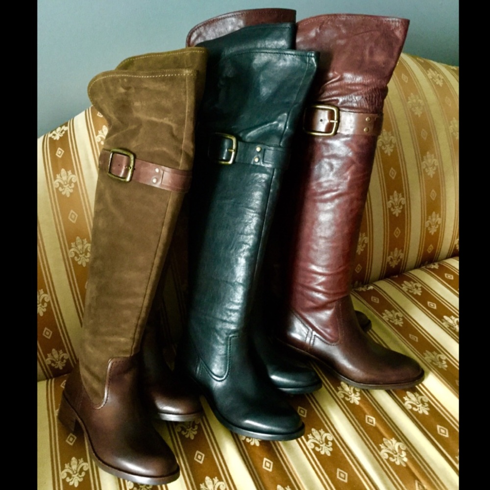 Jessica Simpson OVER KNEE Boots Buckle Riding BOOTS Leather Brown 6.5 - Picture 3 of 5